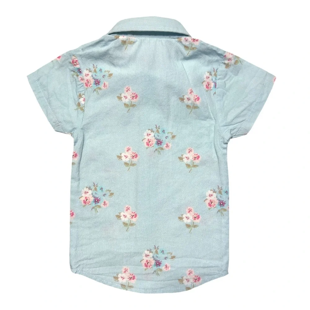 JESSAKAE | 3-6 months Baby Boy Button Up Short Sleeve Collared Shirt Top Floral